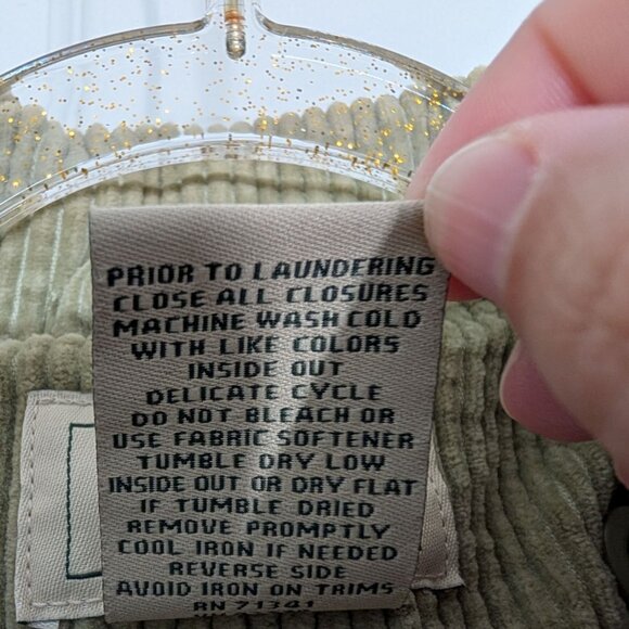 LL Bean Corduroy Barn Jacket Womens Size Medium Green Removable Liner Workwear - Picture 9 of 16